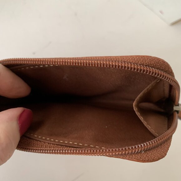 VINTAGE FOSSIL COIN KEY CHAIN BROWN LEATHER WALLET POUCH - Picture 6 of 8